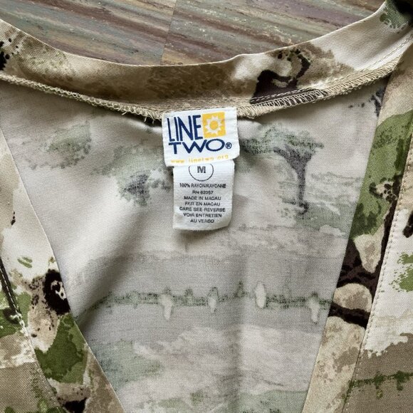 Safari Print Sleeveless Dress Empire Waist Vintage Y2K Line Two Women's Medium - Picture 6 of 7